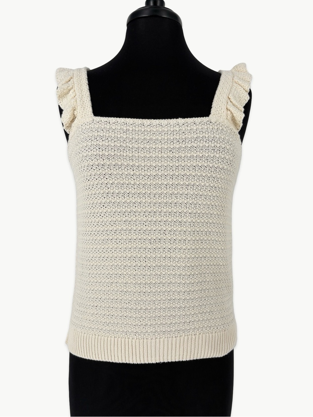 Madewell Crocheted Ruffle-Strap Sweater Tank Size Small Antique Cream Cotton